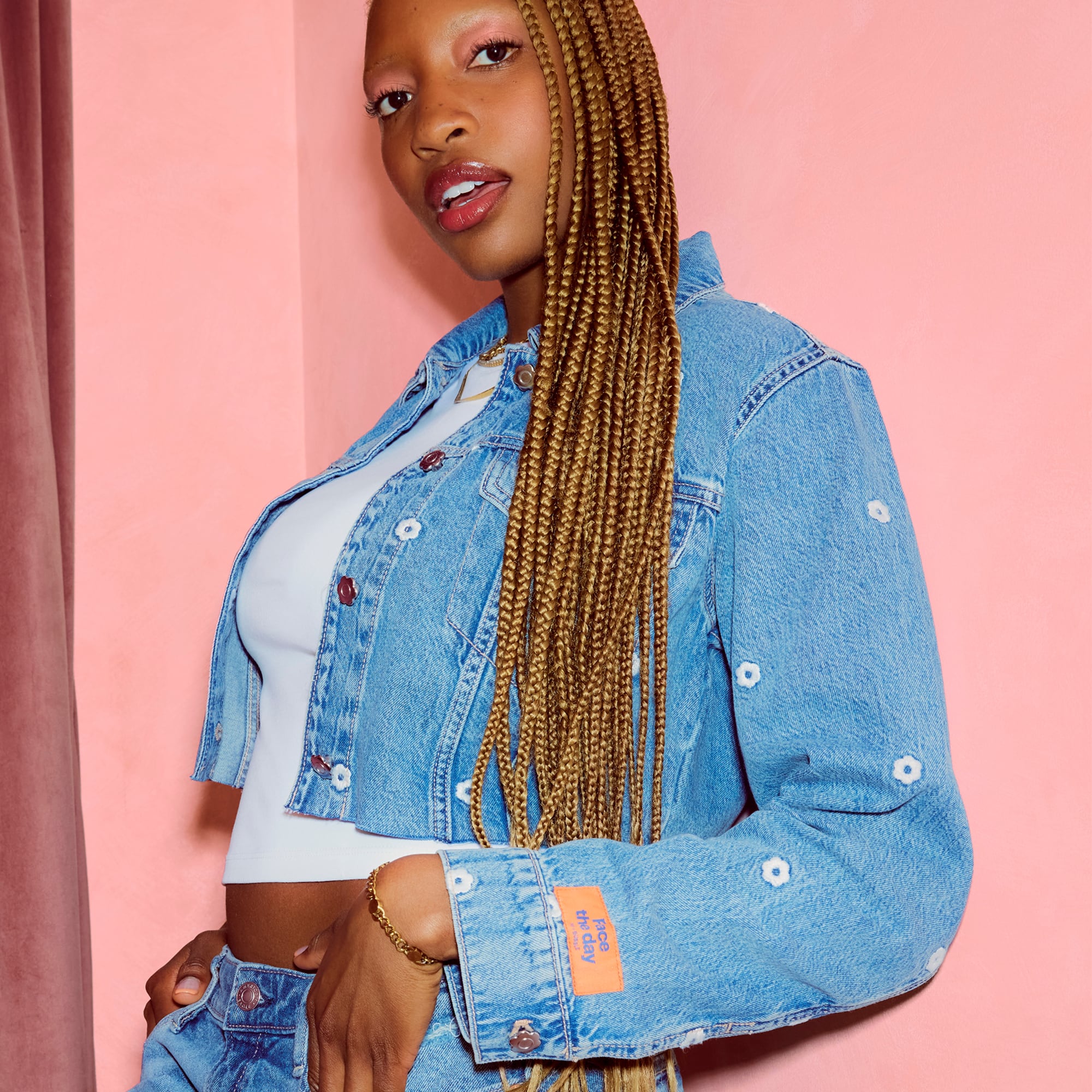 AE x Bubble Embroidered Cropped Denim Jacket – Bubble Skincare